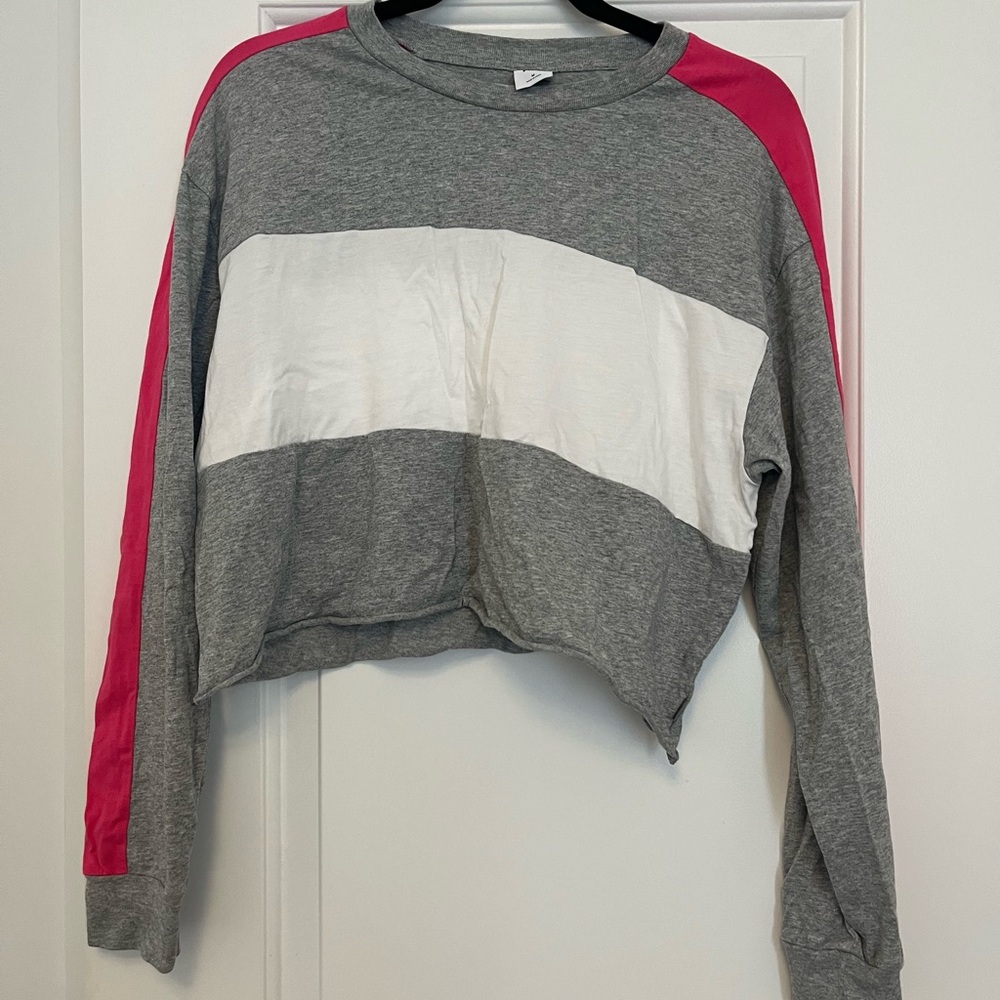 TNA Gray and Pink Long Sleeve Tee